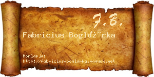 Fabricius Boglárka névjegykártya